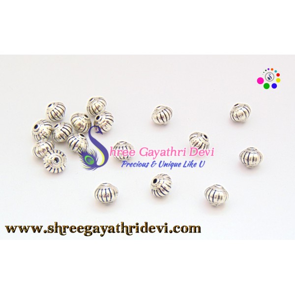 ANTIQUE SILVER BEADS - 8MM - SGAB05