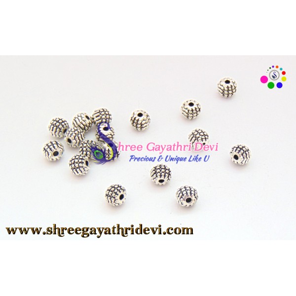 ANTIQUE SILVER BEADS - 6MM - SGAB29