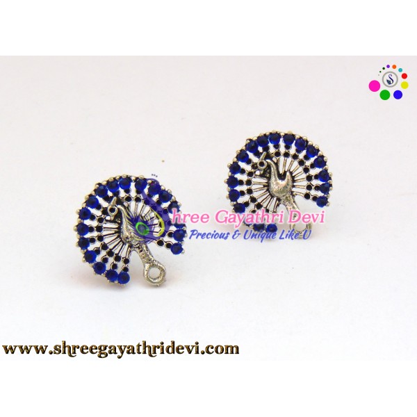 ANTIQUE SILVER STONE STUDS - 20MM - ROYAL BLUE