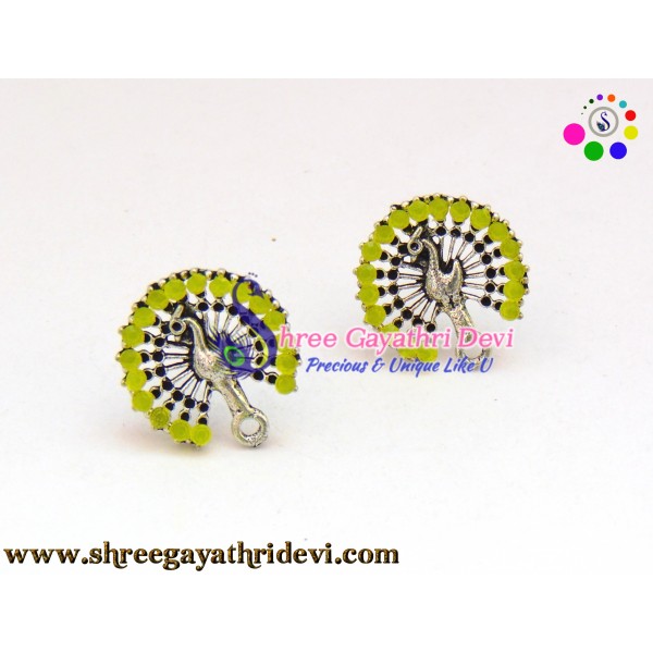 ANTIQUE SILVER STONE STUDS - 20MM - YELLOW