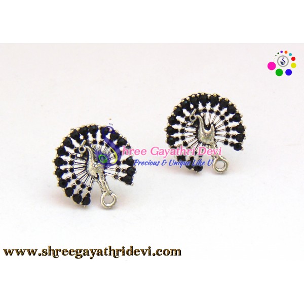 ANTIQUE SILVER STONE STUDS - 20MM - BLACK