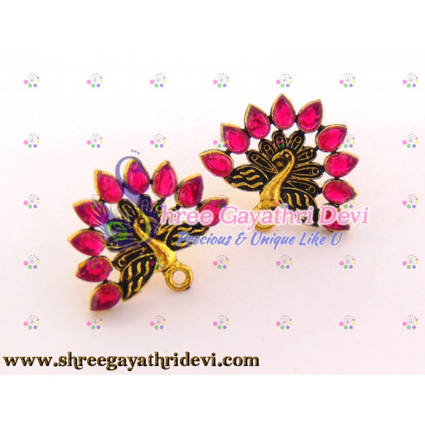 ANTIQUE GOLD STONE STUDS - 25MM - RUBY