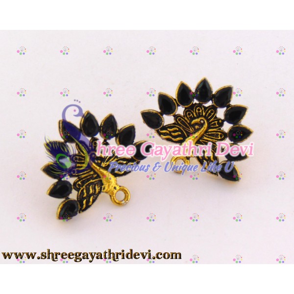ANTIQUE GOLD STONE STUDS - 25MM - BLACK