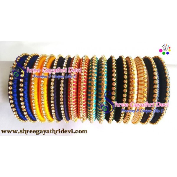 Multicolor Silk Thread Bangle Set for Women Set - SGDBS35