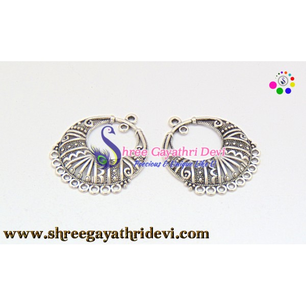CHANDLIER EARRINGS - ANTIQUE SILVER - 37*27MM