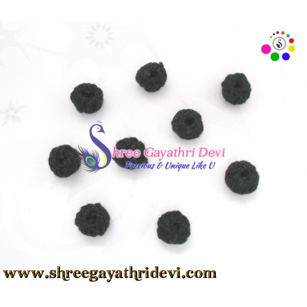 COTTON BEADS - BLACK - 10 MM