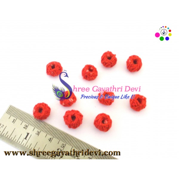 COTTON BEADS - RED - 10 MM