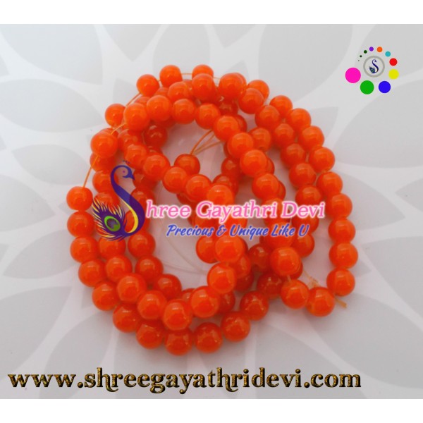  GLASS BEADS - MEDIUM ORANGE - 8MM 