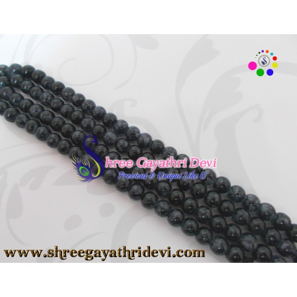 TEXTURED GLASS BEADS - BLACK - 8MM