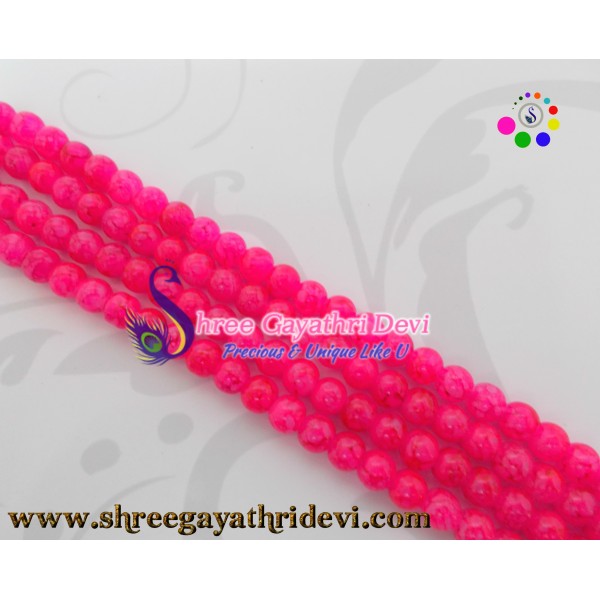 TEXTURED GLASS BEADS - DARK PINK - 8MM