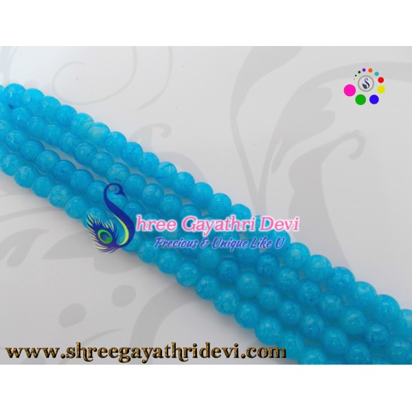 TEXTURED GLASS BEADS - TURQUOISE - 8MM