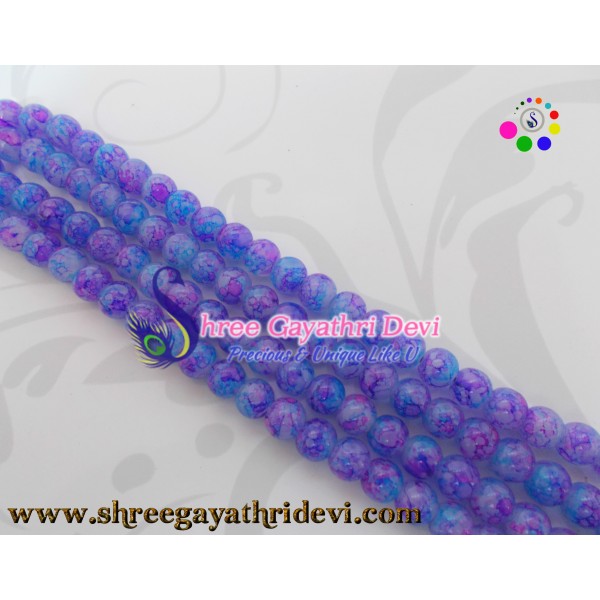 TEXTURED GLASS BEADS - PURPLE+TURQUOISE - 8MM