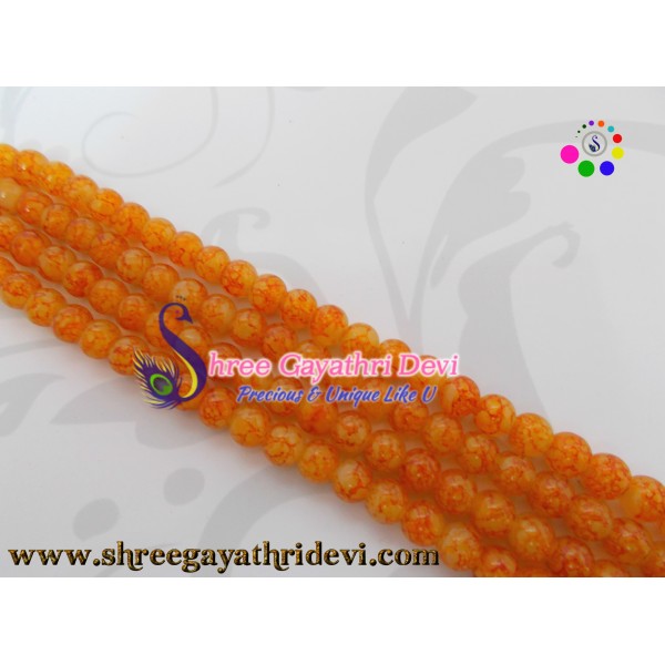 TEXTURED GLASS BEADS - YELLOW - 8MM