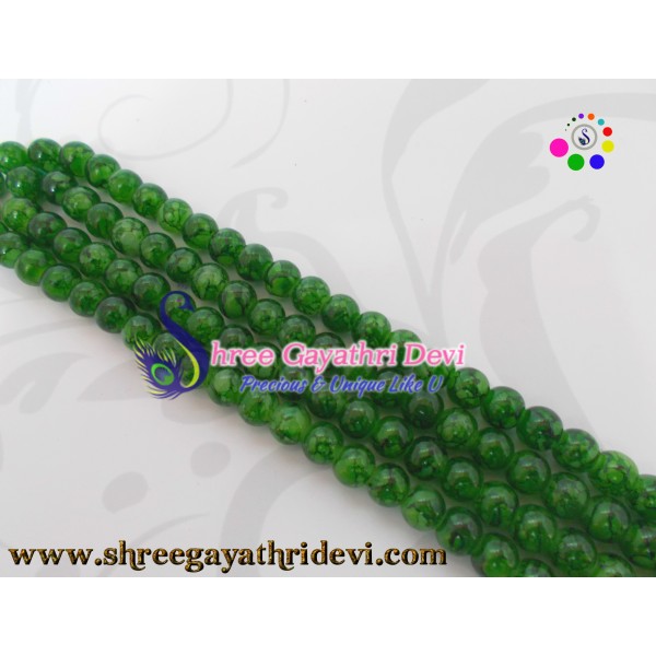 TEXTURED GLASS BEADS - DARK GREEN - 8MM