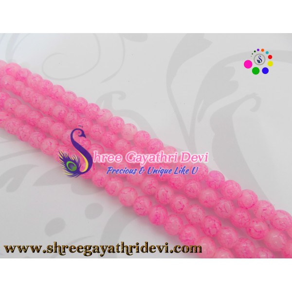 TEXTURED GLASS BEADS - BABY PINK - 8MM
