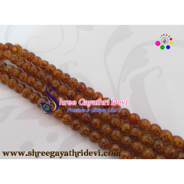 TEXTURED GLASS BEADS - BROWN - 8MM