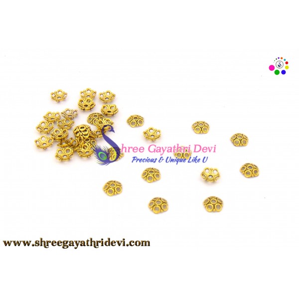 ANTIQUE GOLD BEADCAPS - 6MM - SGBC21