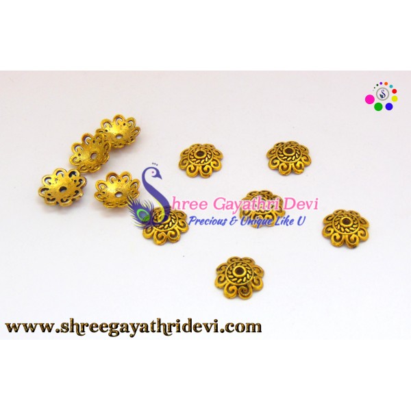 ANTIQUE GOLD BEADCAPS - 15MM - SGBC32