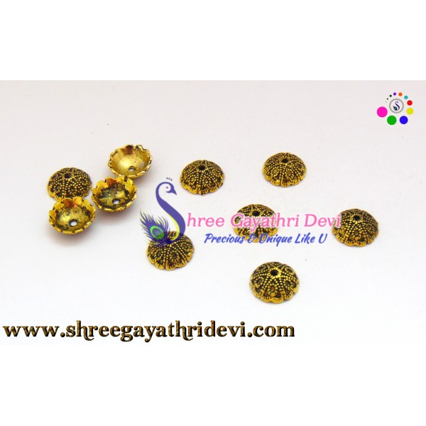 ANTIQUE GOLD BEADCAPS - 14MM - SGBC40