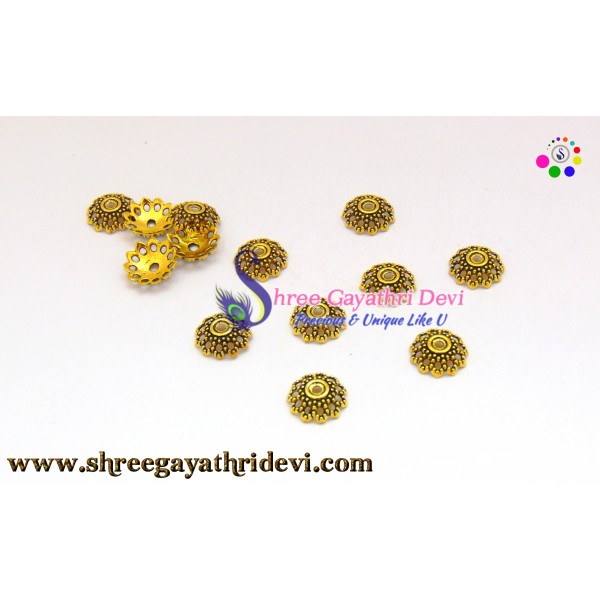ANTIQUE GOLD BEADCAPS - 12MM - SGBC46