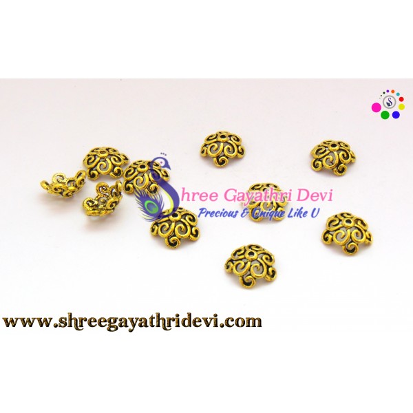 ANTIQUE GOLD BEADCAPS - 15MM - SGBC48