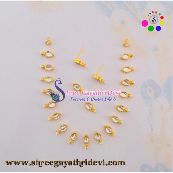 IMITATION KUNDAN JEWELLERY SET - WHITE - DROP - SGIK21
