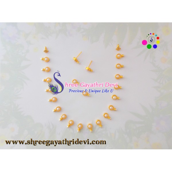IMITATION KUNDAN JEWELLERY SET - PEARL - ROUND - SGIK07