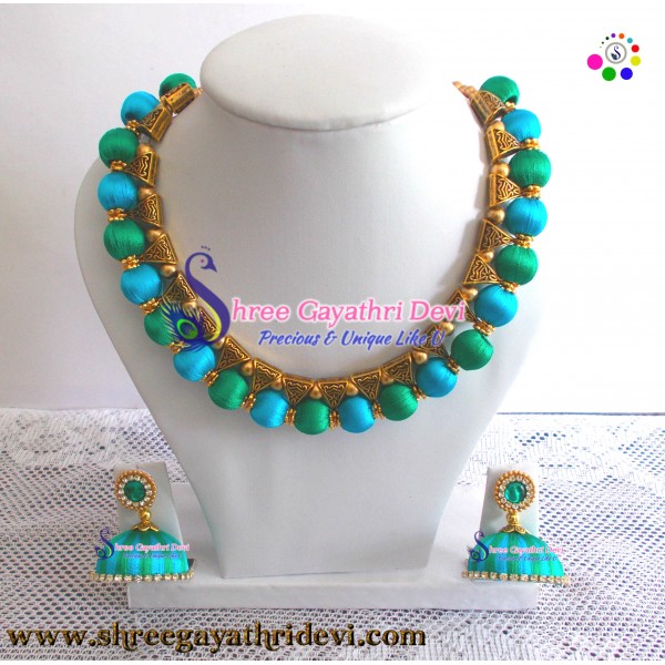 New Fashionable Antique Gold Bail Necklace with Earrings(Dual color) - SGDCE06