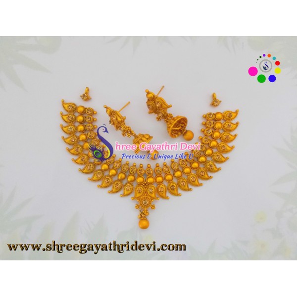 MATT FINISHED GOLD JEWELLERY SET - GOLD - SGMJS09