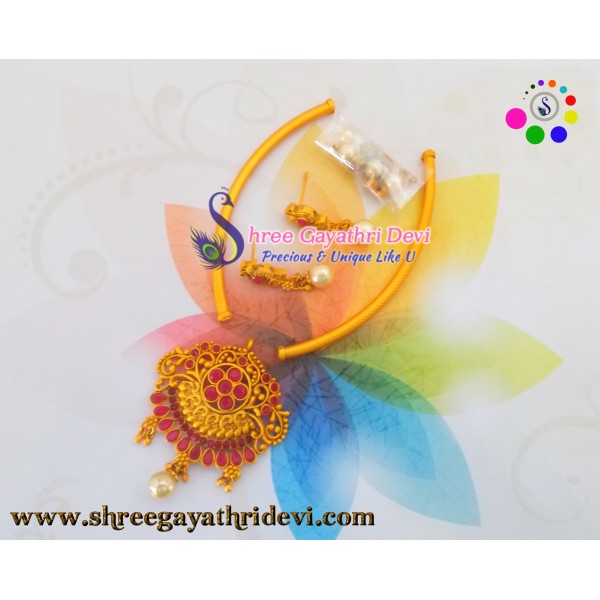 MATT FINISHED GOLD JEWELLERY SET - RUBY - SGMJS22