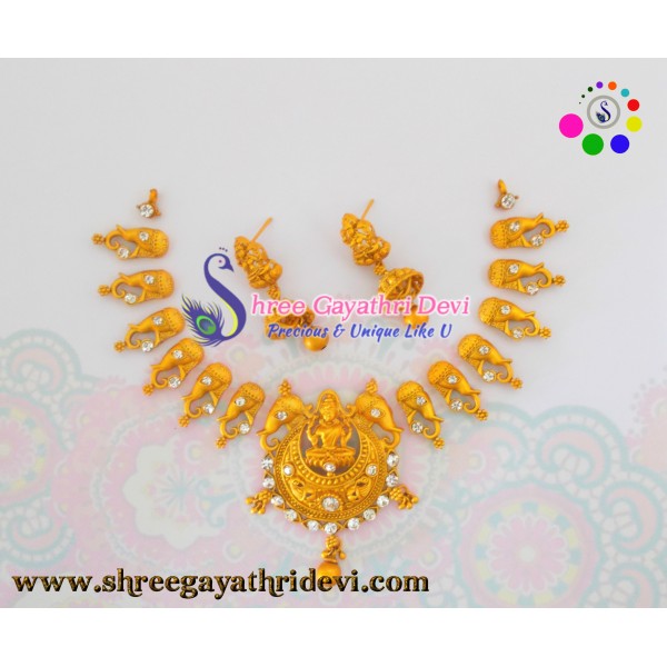 MATT FINISHED GOLD JEWELLERY SET - WHITE - SGMJS27