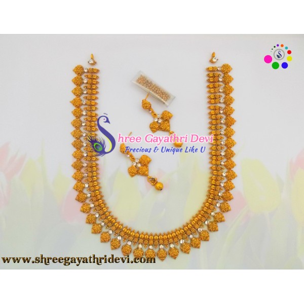 MATT FINISHED GOLD JEWELLERY SET - WHITE - SGMJS44