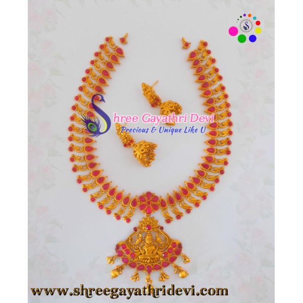 MATT FINISHED GOLD JEWELLERY SET - RUBY - SGMJS49
