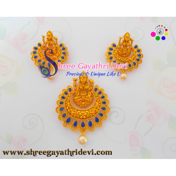 MATT FINISHED PENDANT+STUDS - ROYAL BLUE- SGMT147