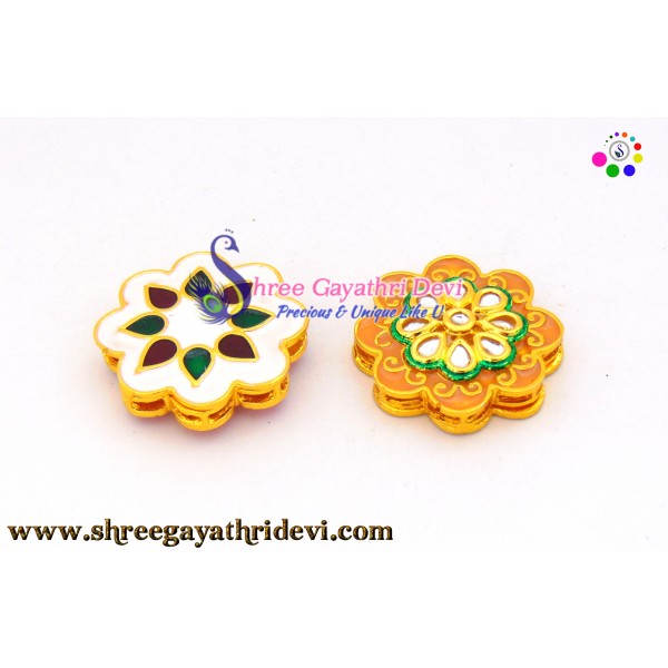 MEENA KUNDAN ENAMEL PENDANT/CONNECTOR - SGMN13 - 35*35MM