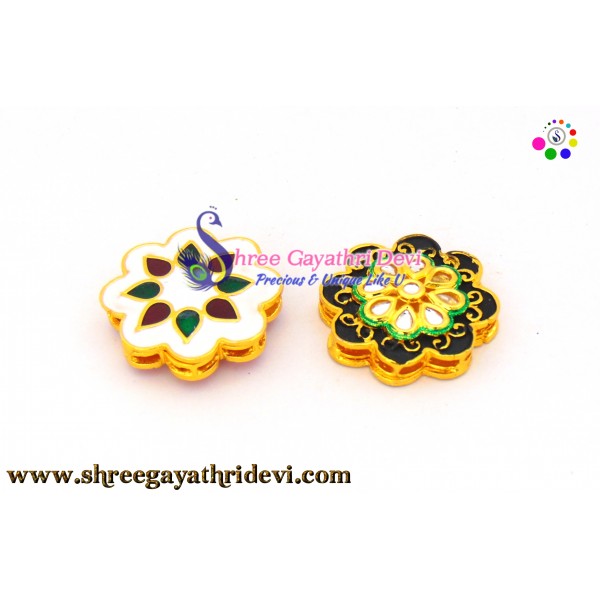 MEENA KUNDAN ENAMEL PENDANT/CONNECTOR - SGMN17 - 35*35MM