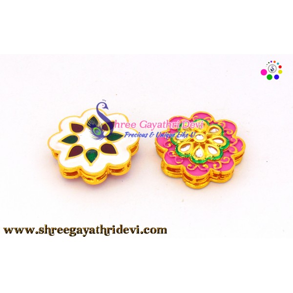 MEENA KUNDAN ENAMEL PENDANT/CONNECTOR - SGMN18 - 35*35MM