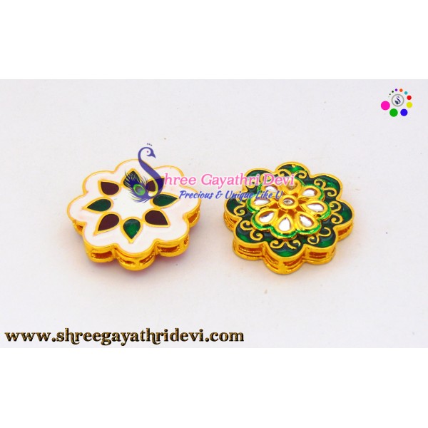 MEENA KUNDAN ENAMEL PENDANT/CONNECTOR - SGMN19 - 35*35MM