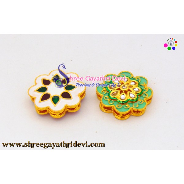 MEENA KUNDAN ENAMEL PENDANT/CONNECTOR - SGMN20 - 35*35MM