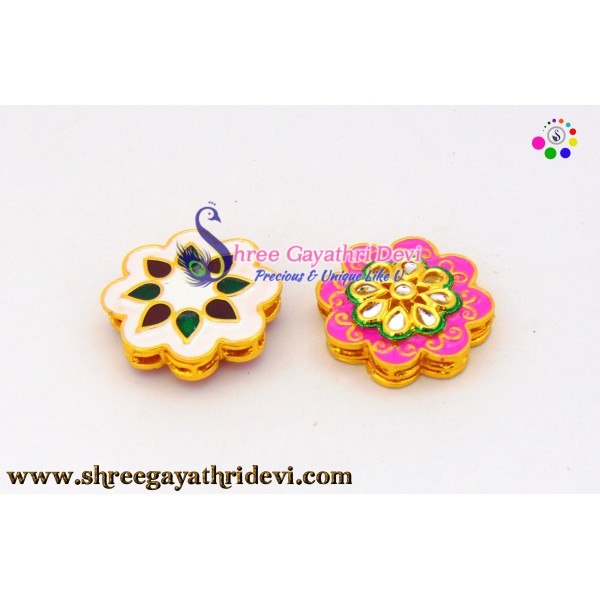 MEENA KUNDAN ENAMEL PENDANT/CONNECTOR - SGMN21 - 35*35MM