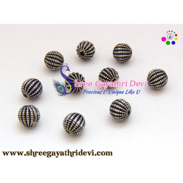 ANTIQUE SILVER BEADS - 8MM - SGAB55