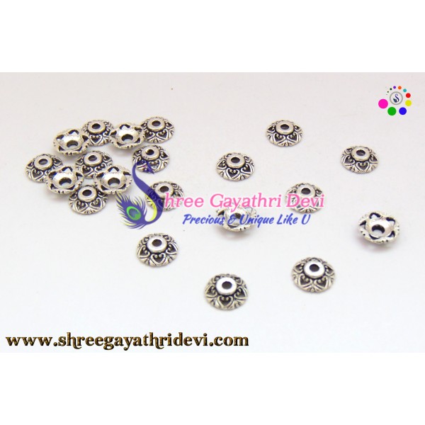 ANTIQUE SILVER BEADCAPS - 10MM - SGBC59