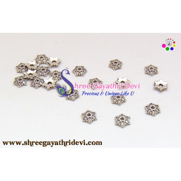 ANTIQUE SILVER BEADCAPS - 6MM - SGBC62