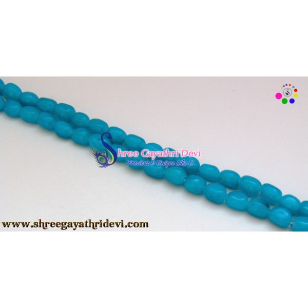 PLAIN TUMBLE GLASS BEADS - AQUA BLUE - 10MM