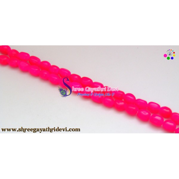 PLAIN TUMBLE GLASS BEADS - DARK PINK - 10MM