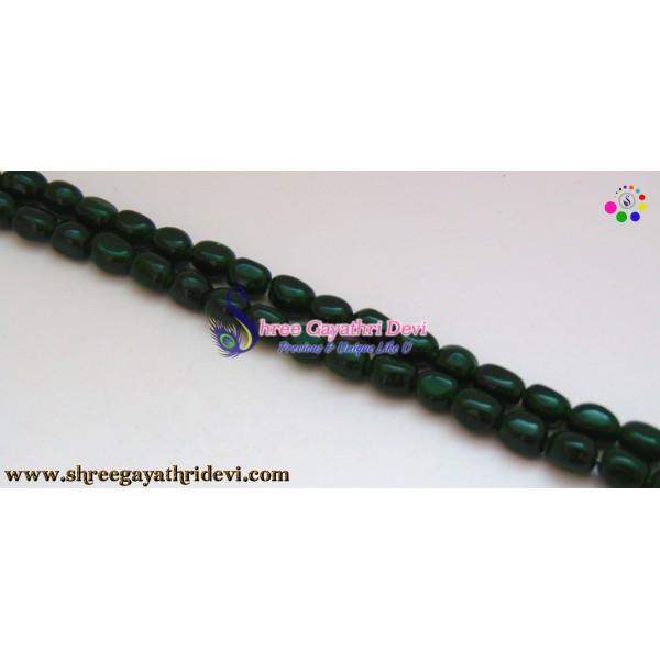 PLAIN TUMBLE GLASS BEADS - DARK GREEN - 10MM