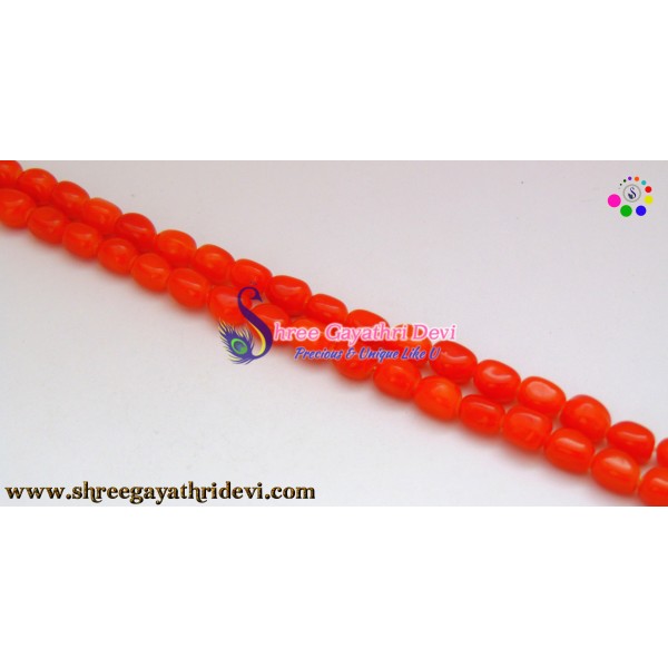 PLAIN TUMBLE GLASS BEADS - MEDIUM ORANGE - 10MM