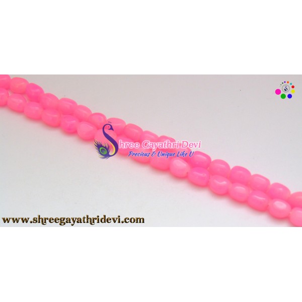 PLAIN TUMBLE GLASS BEADS - LIGHT PINK - 10MM