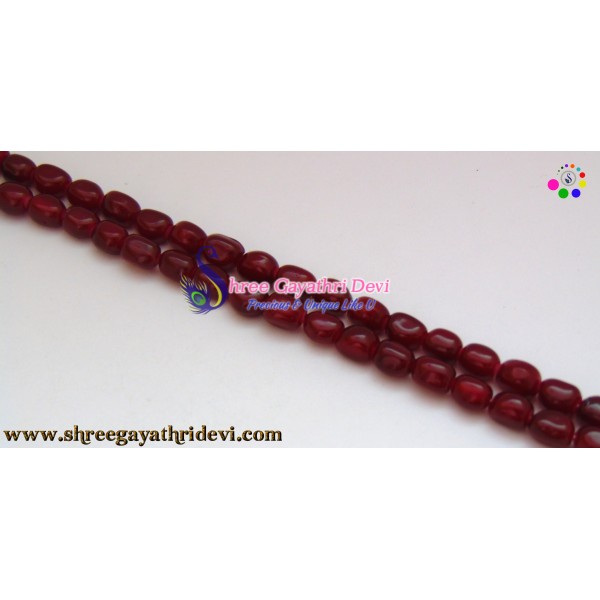 PLAIN TUMBLE GLASS BEADS - MAROON - 10MM