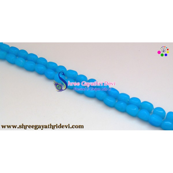 PLAIN TUMBLE GLASS BEADS - TURQUOISE - 10MM